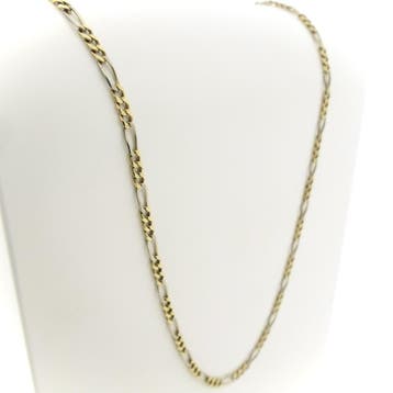 8 karaat bicolor Figaro schakelketting, Ophalen of Verzenden, Gebruikt, Overige kleuren, Goud