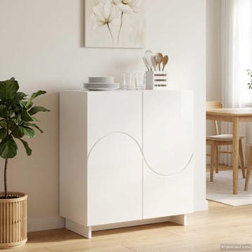vidaXL Dressoir Hoogglans Wit 67 x 34,5 x 75 cm Bewerkt hout, Verzenden, Nieuw, 50 tot 100 cm, 25 tot 50 cm