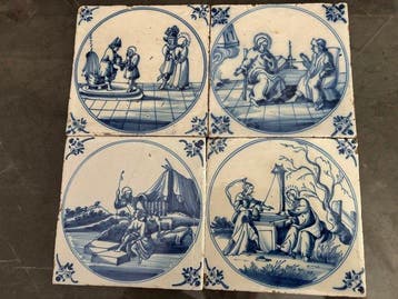Antiek Tegel (4) - Bijbelse tegels Delft - Antiek -