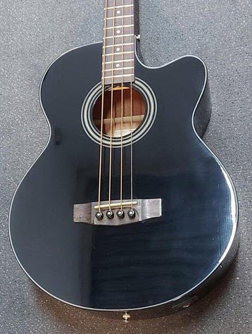 Cort - CJBCE Electro-Acoustic Bass Guitar Black Gloss - -, Nieuw