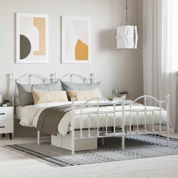 vidaXL Bedframe met hoofd- en voeteneinde metaal wit 140x200, Huis en Inrichting, Verzenden, Wit, 140 cm, 200 cm