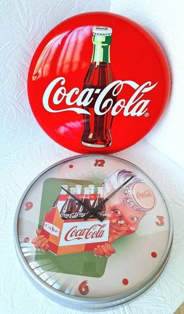 Wandklok (2) - Coca Cola - Vintage Metaal, Glas - Onbekend -