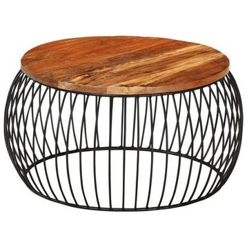 Salontafel Massief Gerecycled Hout | Retourdeal 34% Korting, 50 tot 100 cm, Rond, Zo goed als nieuw, Metaal