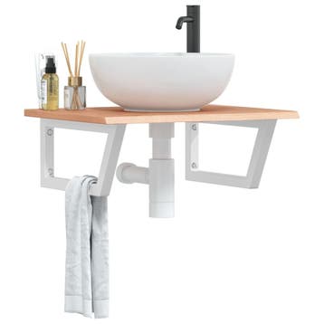 vidaXL Badkamer wandschap staal en massief eikenhout, Verzenden, Nieuw