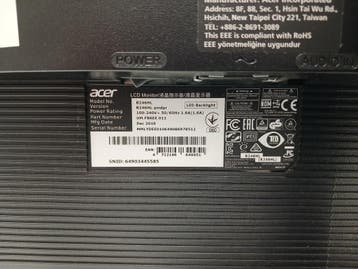 Acer V246HL BD Monitor, 24 inch, TN, Full HD 60Hz, gebruikt, Ophalen of Verzenden, Gebruikt, Emtrade NL