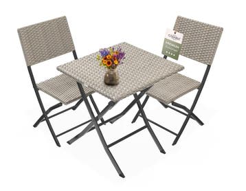 Tuinset van polyrotan, 3-delig, crèmekleurig (Tuinsets), Verzenden, Nieuw