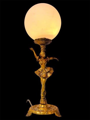 Tafellamp - Vintage art deco messing Ballerina figuur, Antiek en Kunst, Curiosa en Brocante