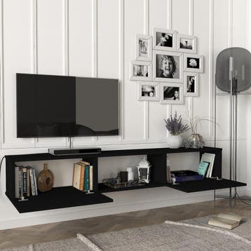 [en.casa] Tv-meubel Paltamo zwevend 180x31x29,5 cm zwart, Verzenden, Nieuw