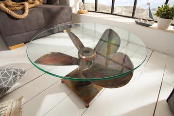 Maritieme salontafel OCEAN M 60cm gevlamd koper rond, Huis en Inrichting, Tafels | Salontafels, Ophalen of Verzenden, Nieuw