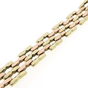 8 karaat bicolor Bismarck schakelarmband, Ophalen of Verzenden, Gebruikt, Overige kleuren, Goud