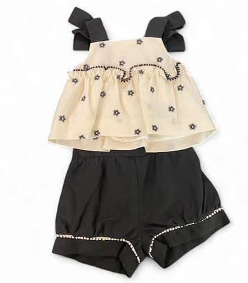 Abel & Lula baby set zwart wit bloemen - 86 (12-18 maanden), Ophalen of Verzenden, Nieuw