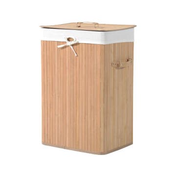 TRUUSK Opvouwbare Wasmand met Deksel - Canvas Tas - Bamboe F, Huis en Inrichting, Verzenden, Nieuw