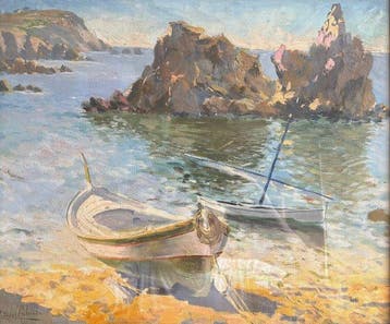 Francesc Vidal Palmada (1894-1958) - Barcas en la playa