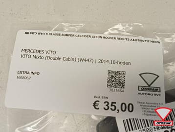 MB Vito W447 V Klasse Bumper geleider steun houder Rechts A4, Ophalen, Nieuw, Mercedes-Benz, Bumper