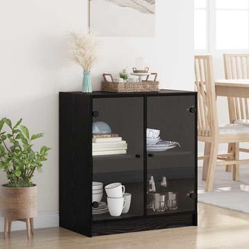 vidaXL Bijzetkast Zwart Eiken 68 x 37 x 75,5 cm Bewerkt hout, Minder dan 50 cm, Verzenden, Nieuw, Minder dan 100 cm