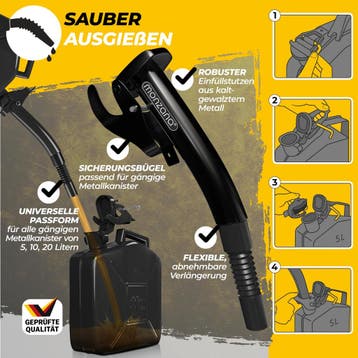 Schenktuit Metaal voor Jerrycan Zwart (Auto-Fiets), Auto diversen, Verzenden, Nieuw