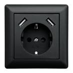 LEDmaxx Inbouw contactdoos zwart met 2x USB 2800mA, Ophalen of Verzenden, Nieuw