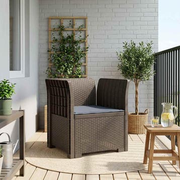 vidaXL Eénpersoons Fauteuil met Kussen Rattan Look PP, Verzenden, Nieuw