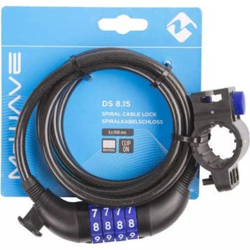 M-Wave Spiraalkabelslot - Cijfercode - 1500x8mm - Flexibe..., Ophalen of Verzenden, Nieuw