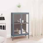 vidaXL Dressoir 75x35x105 cm staal en glas antracietkleurig, Verzenden, Nieuw, 50 tot 100 cm, Metaal