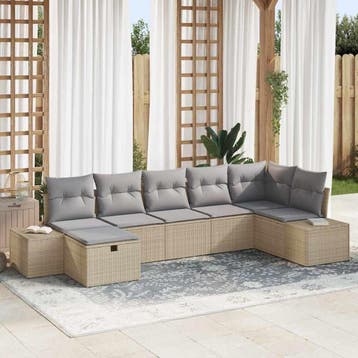 vidaXL Bankstel 7 st poly rattan, Verzenden, Nieuw, 7 zitplaatsen
