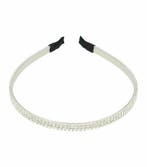 Haarband Diadeem 0,7cm – 3 Rijen Strass Steentjes – Metaal –, Nieuw