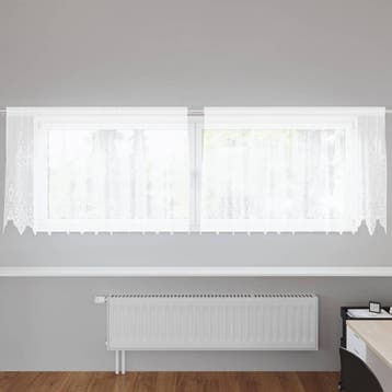 vidaXL Kantgordijn met gordijnen Bloemen Wit 100 x 300 cm, Verzenden, Nieuw, Wit