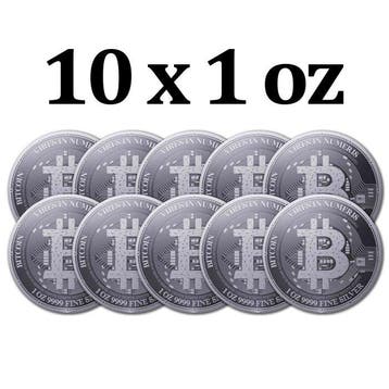 Niue. 2 Dollars 10 x 2023 1oz Niue $2 NZD Bitcoin Silver