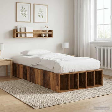 vidaXL Bedframe met opslag met plank Oud hout 80 x 200 cm, Verzenden, Nieuw, Bruin, Hout