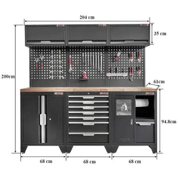 Gereedschapskasten set wandlengte 204 cm. tweedeurs kast,, Doe-het-zelf en Verbouw, Werkbanken, Ophalen of Verzenden, Nieuw