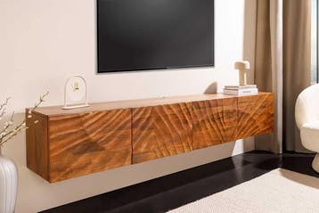 Massief tv-bord SCORPION 200 cm bruin mangohout hangend, Huis en Inrichting, Kasten | Televisiemeubels, Ophalen of Verzenden, Nieuw