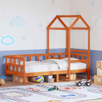 vidaXL Kinderbed met huisje massief grenenhout wasbruin, Verzenden