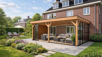 Tuinhuis of overkapping op maat | GEGARANDEERD SCHERPE PRIJS, Ophalen of Verzenden, Nieuw, Hout, Tuinhuis