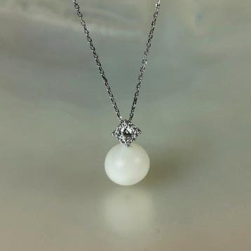 Halsketting - 18 karaat Witgoud - 5.42ct. tw. Parel -, Nieuw