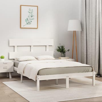 vidaXL Bedframe massief hout wit 200x200 cm, Huis en Inrichting, Slaapkamer | Bedden, Verzenden, Wit, Overige maten, 200 cm