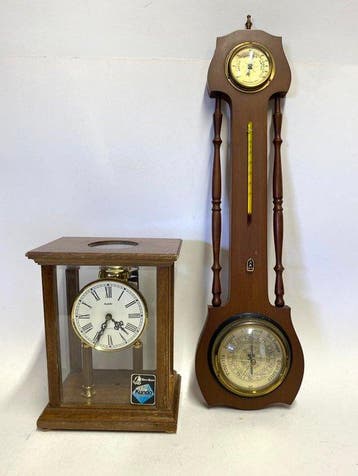 Horloge - barometer (2) - Hout, Messing, Plastic, Antiek en Kunst