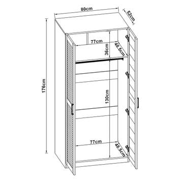 Kledingkast Finning 176x80x52 cm wit [en.casa], Verzenden, Nieuw