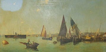 Pietro Fragiacomo (1856-1922) - Porto di Trieste, Antiek en Kunst, Kunst | Schilderijen | Klassiek