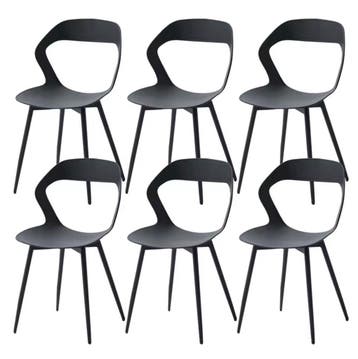 Set van 6 Scandinavische Eetkamerstoelen - Zwart/Grijs/Wit, Huis en Inrichting, Stoelen, Kunststof, Verzenden, Zwart, Nieuw