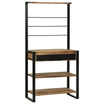 vidaXL Keukenrek Bruin en zwart 80 x 40 x 160 cm Massief, Verzenden, Nieuw