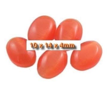 5 x Plaksteen glas cate-eye ovaal 10 x 14 mm oranje, Ophalen of Verzenden, Nieuw, Overige typen