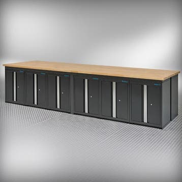 Datona Werkbank PRO eiken - 12 opbergkasten - 400 cm - zwart, Ophalen of Verzenden, Nieuw