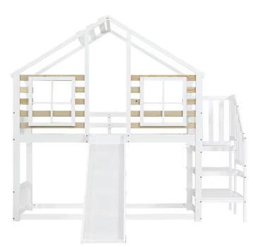 Kinderstapelbed 90x200 cm met Glijbaan, Trap en Dakontwerp, Verzenden, Nieuw