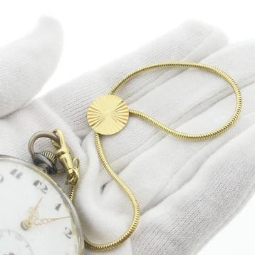 Gouden vestzak horlogeketting (voor aan een zakhorloge);..., Ophalen of Verzenden, Gebruikt, Overige kleuren, Goud