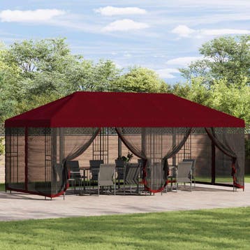 vidaXL Paviljoen met zijwanden 6 x 3 m Bordeauxrood, Tuin en Terras, Partytenten, Verzenden, Nieuw
