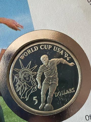 Niue. 5 Dollars 1991 World Cup 94 - 9,63g (.500) (Zonder