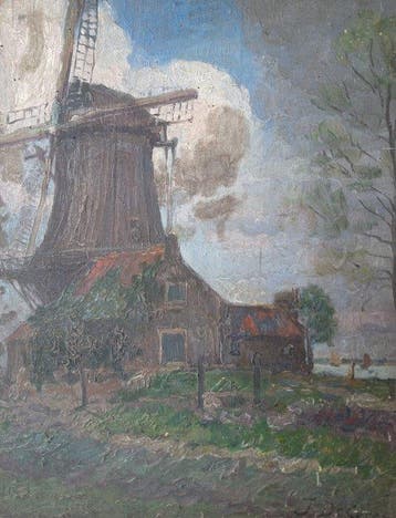 Jozef Frans De Coene (1875-1950) - Landschap met molen -