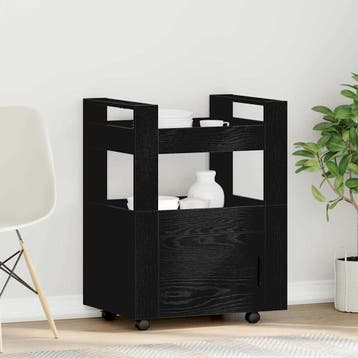 vidaXL Keuken Trolley Zwart eiken 60 x 45 x 80 cm Bewerkt, Verzenden, Nieuw