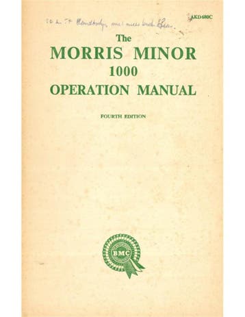 1958 MORRIS MINOR 1000 INSTRUCTIEBOEKJE ENGELS, Auto diversen, Handleidingen en Instructieboekjes