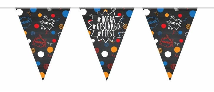 Vlaggenlijn Geslaagd Hoera, Hobby en Vrije tijd, Feestartikelen, Nieuw, Ophalen of Verzenden